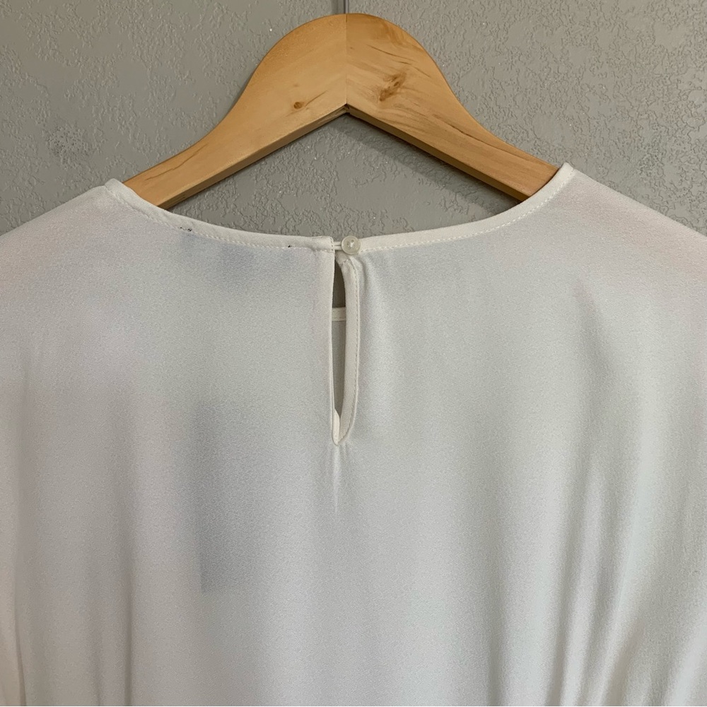 J Crew Size 8 Ivory Shirred Waist Blouse Top in Viscose Crepe Long Sleeve NWT - Picture 8 of 17
